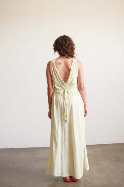 1930s Pistachio Rayon Lace Panel Nightgown