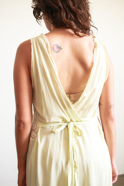 1930s Pistachio Rayon Lace Panel Nightgown