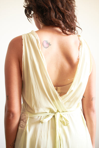 1930s Pistachio Rayon Lace Panel Nightgown