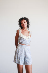 1950s Periwinkle Print Cotton Playsuit