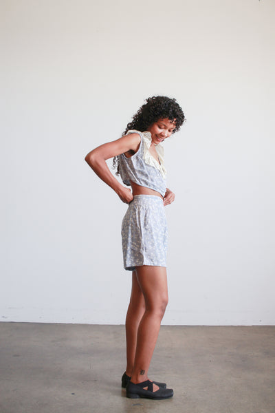 1950s Periwinkle Print Cotton Playsuit