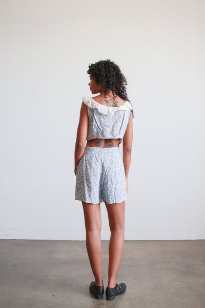 1950s Periwinkle Print Cotton Playsuit