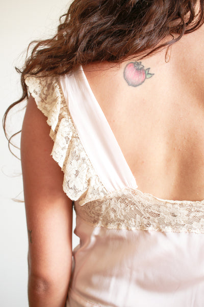 1940s Ballet Pink Embroidered Rayon Nightgown