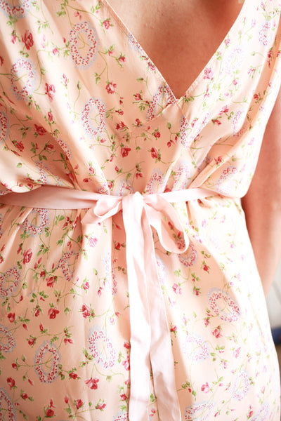 1940s Rose Print Rayon Nightgown