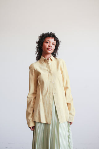 1980s Chartreuse Suede Button Up Shirt