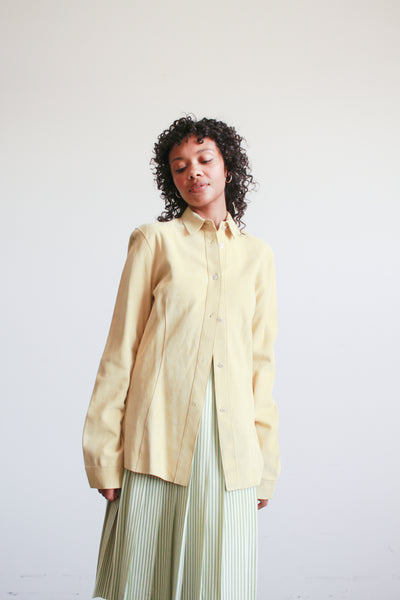 1980s Chartreuse Suede Button Up Shirt