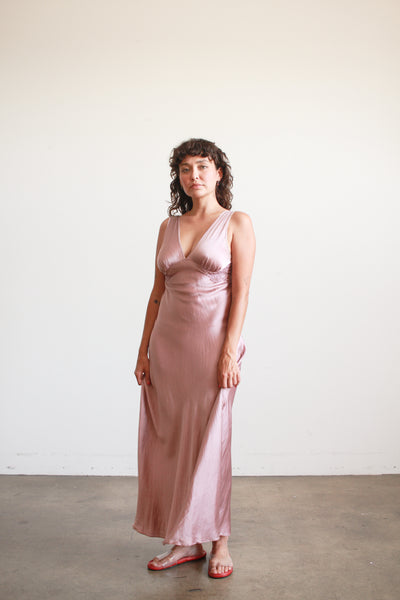 1990s Dusty Mauve Plunge Nightgown