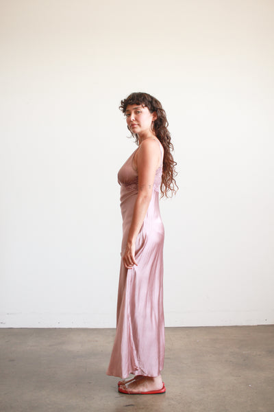 1990s Dusty Mauve Plunge Nightgown