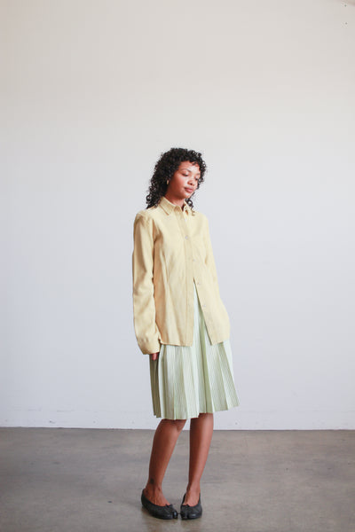 1980s Chartreuse Suede Button Up Shirt