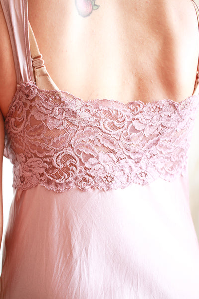 1990s Dusty Mauve Plunge Nightgown
