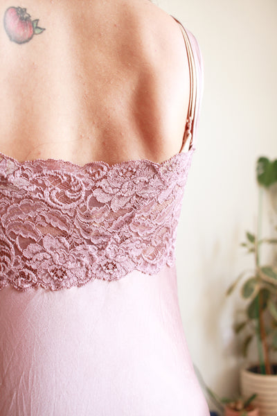 1990s Dusty Mauve Plunge Nightgown