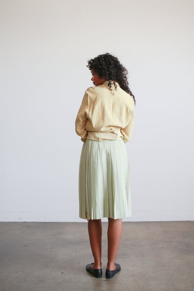1970s Green and White Seersucker Stripe Skirt