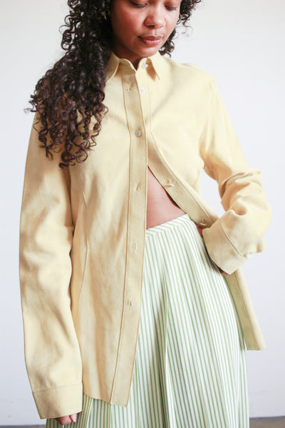 1980s Chartreuse Suede Button Up Shirt