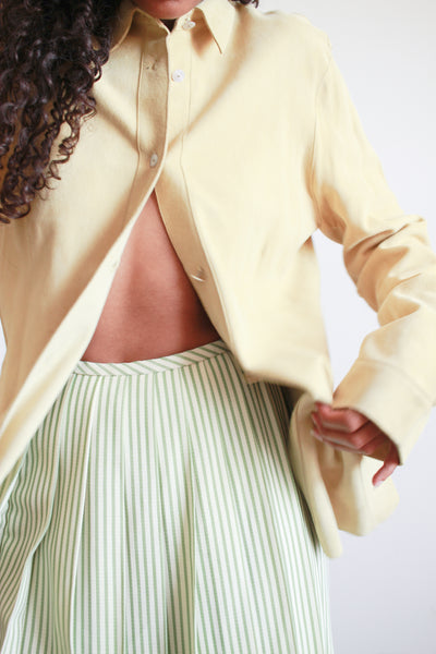 1970s Green and White Seersucker Stripe Skirt