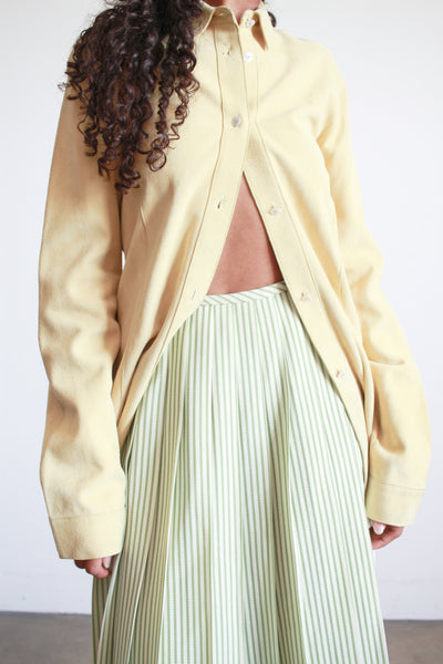 1970s Green and White Seersucker Stripe Skirt
