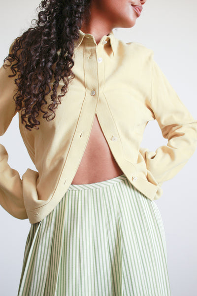 1980s Chartreuse Suede Button Up Shirt