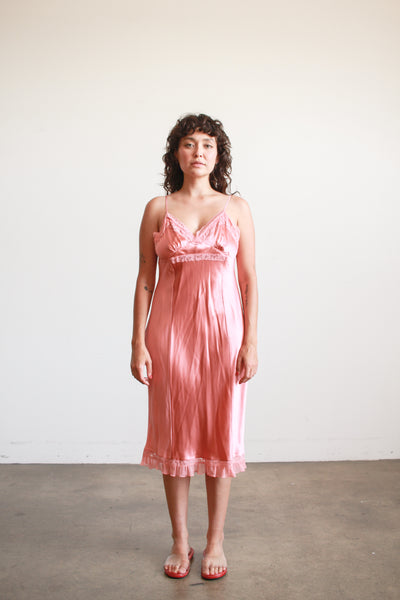 1940s Mauve Silk Camisole Midi Slip Dress