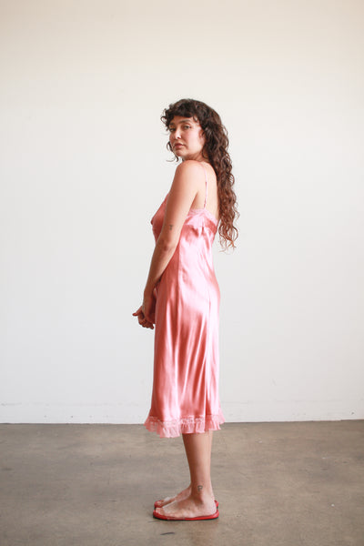 1940s Mauve Silk Camisole Midi Slip Dress