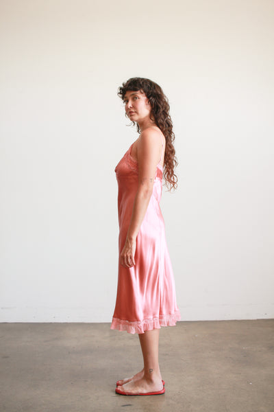 1940s Mauve Silk Camisole Midi Slip Dress