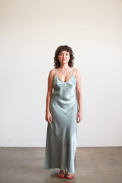 1990s Stone Blue Camisole Silk Slip Dress