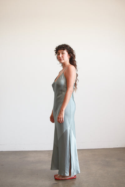 1990s Stone Blue Camisole Silk Slip Dress
