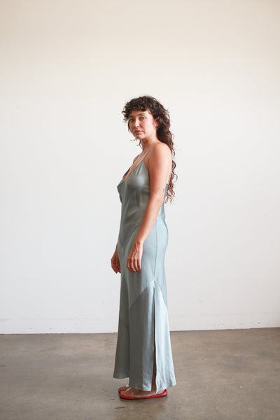 1990s Stone Blue Camisole Silk Slip Dress
