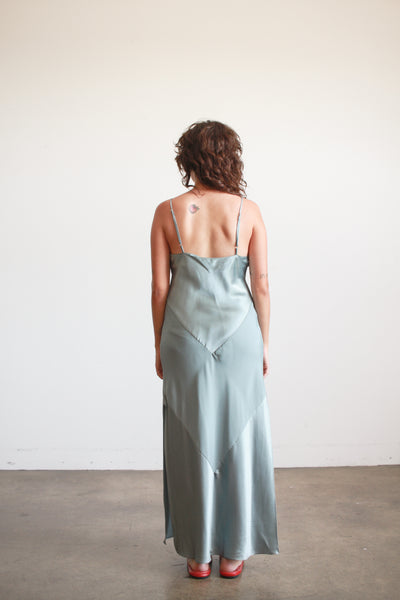 1990s Stone Blue Camisole Silk Slip Dress