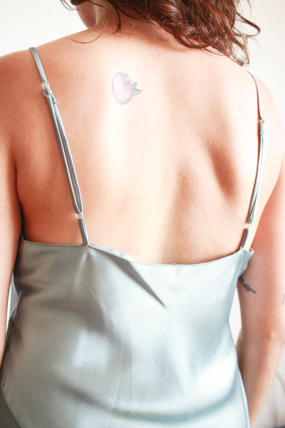 1990s Stone Blue Camisole Silk Slip Dress