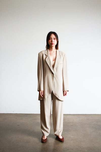 1980s Hiroko Koshino Wool Crepe Stone Suit