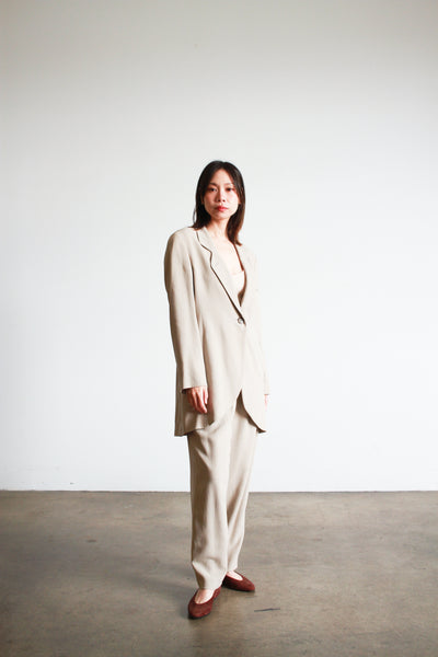 1980s Hiroko Koshino Wool Crepe Stone Suit