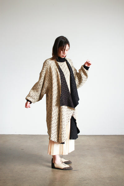 1980s Abstract Knit Wool Draped Duster