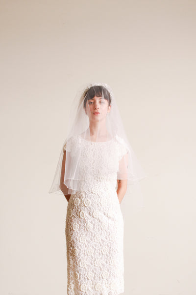 1950s White Net Lace Layered Veil