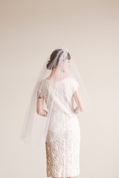 1950s White Net Lace Layered Veil