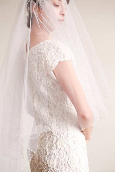 1950s White Net Lace Layered Veil