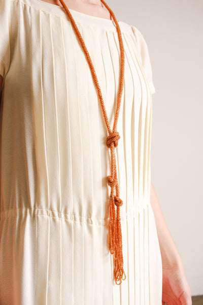 1920s Marigold Glass Beaded Necklace