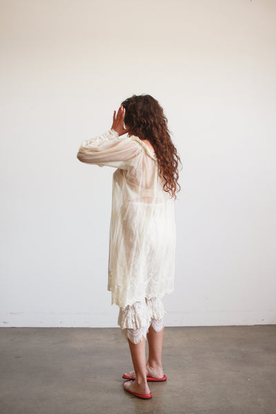 Antique Sheer Tulle Net Lace Dress