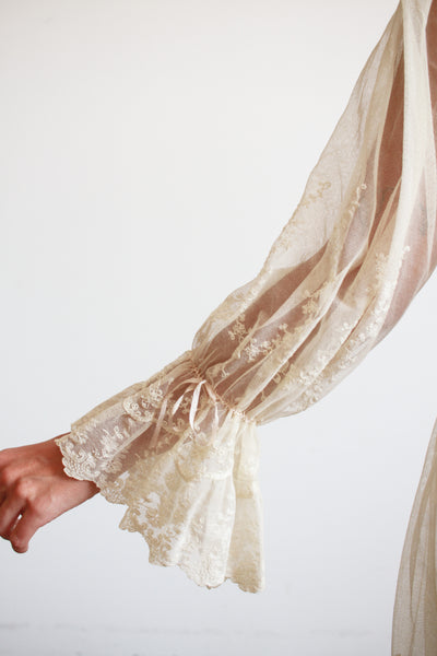 Antique Sheer Tulle Net Lace Dress