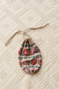 Antique Victorian Rose Floral Motif Glass Bead Satchel Bag