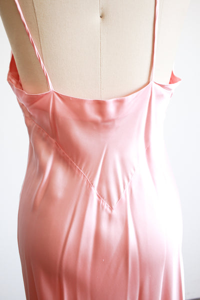 1990s Morgan Taylor Blush Pink Bow Silk Slip Dress