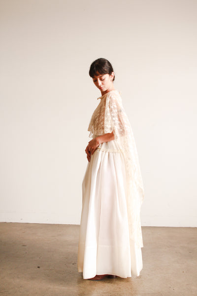 1950s Cream Lace Overlay Cape