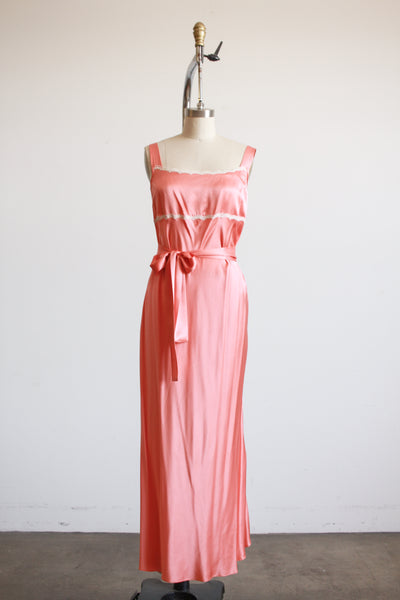 1990s Coral Silk Square Neck Bias Nightgown