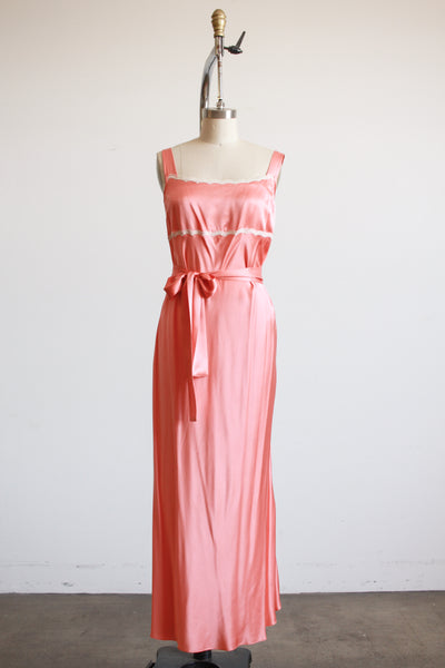 1990s Coral Silk Square Neck Bias Nightgown
