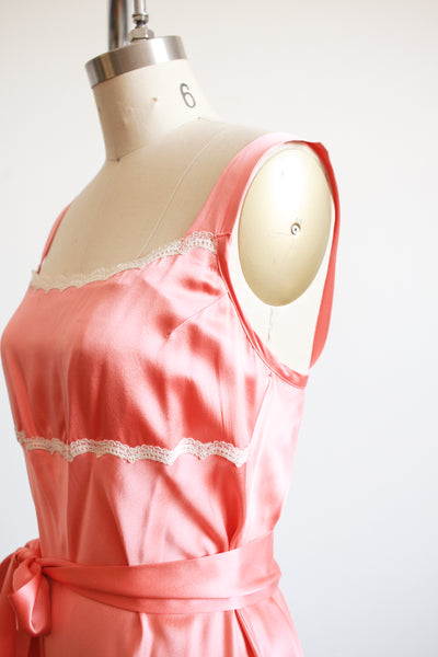 1990s Coral Silk Square Neck Bias Nightgown
