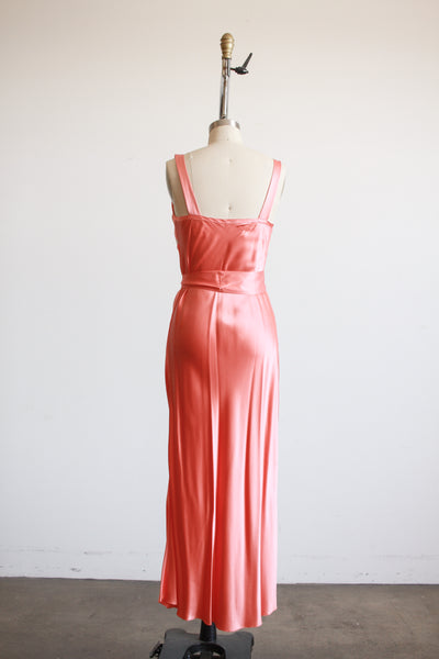 1990s Coral Silk Square Neck Bias Nightgown