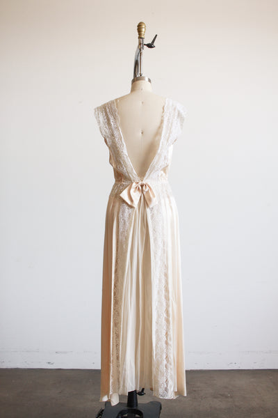 1990s Kristine Presenza Cream Silk Lace Panel Nightgown