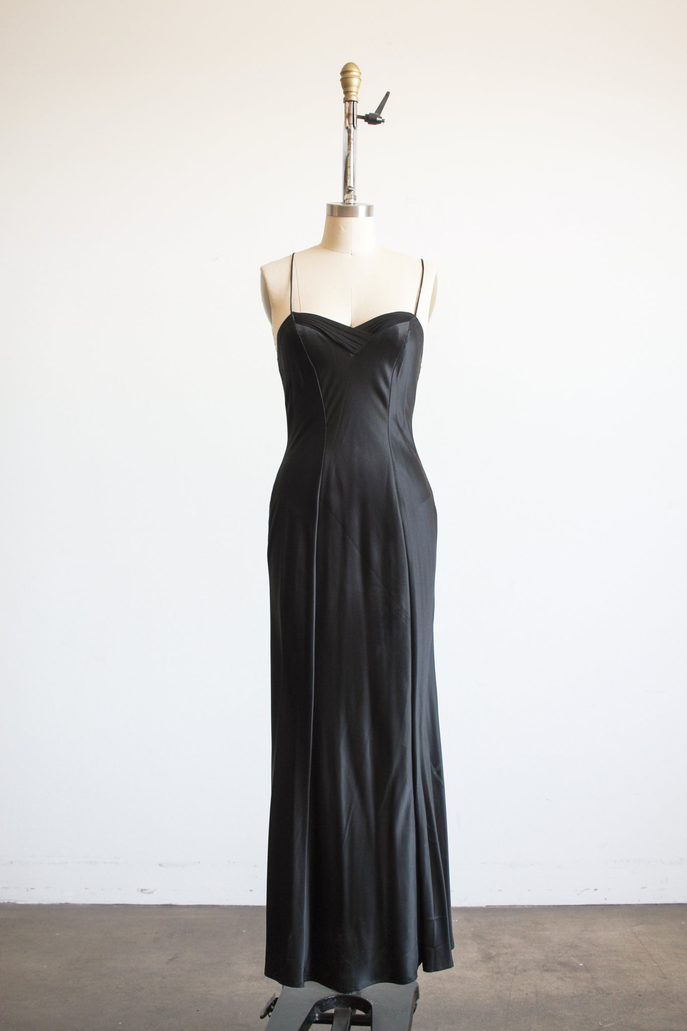 1990s Black Silk Cami Slip Dress