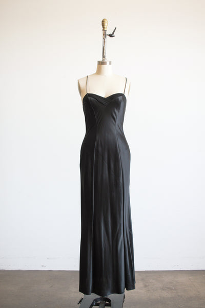 1990s Black Silk Cami Slip Dress