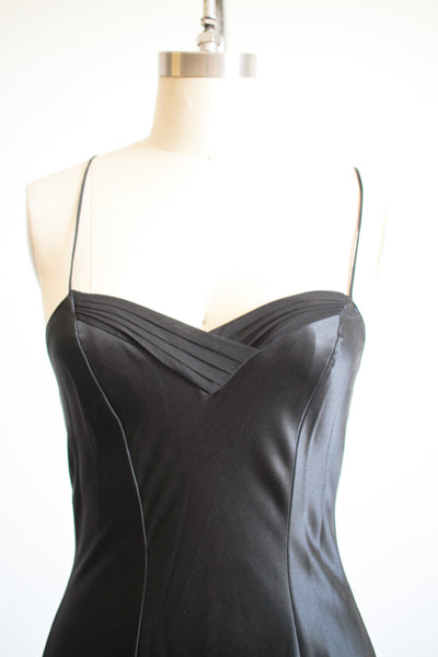 1990s Black Silk Cami Slip Dress