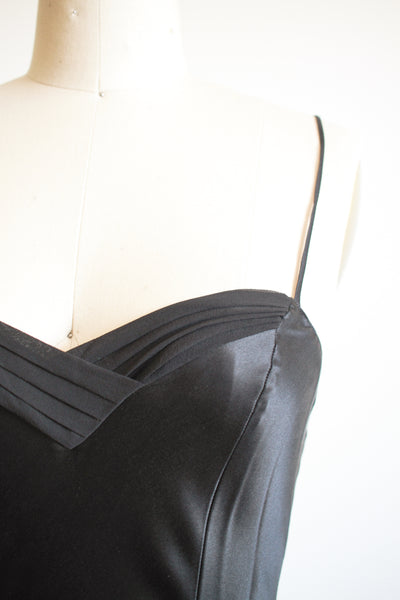 1990s Black Silk Cami Slip Dress