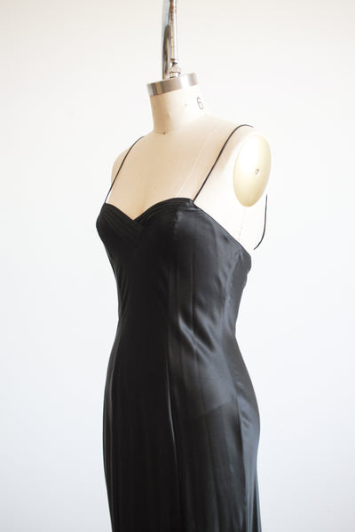 1990s Black Silk Cami Slip Dress